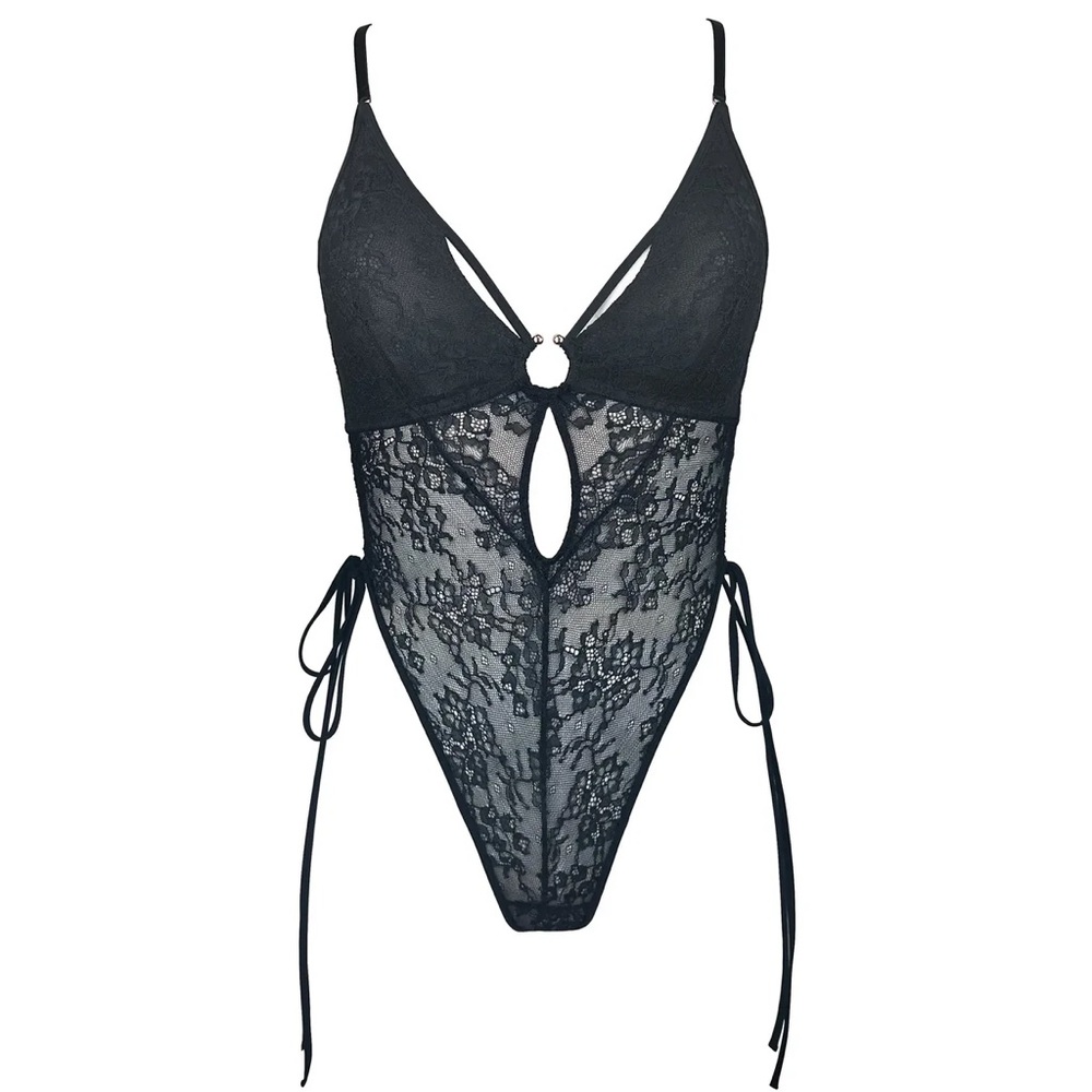 Monique Morin AMPHITRITE SIDE TIE BODYSUIT BLACK